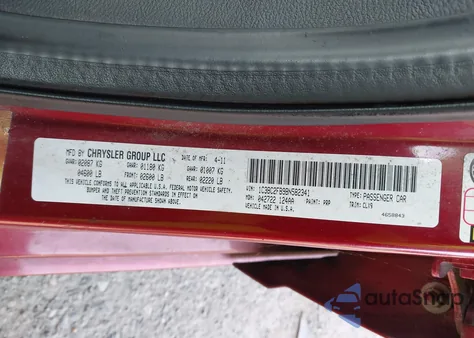 2011 Chrysler 200 Limited from USA, damaged, VIN 1C3BC2FB9BN582341